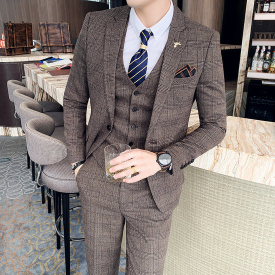 Slim-fit Check Three-piece Men&